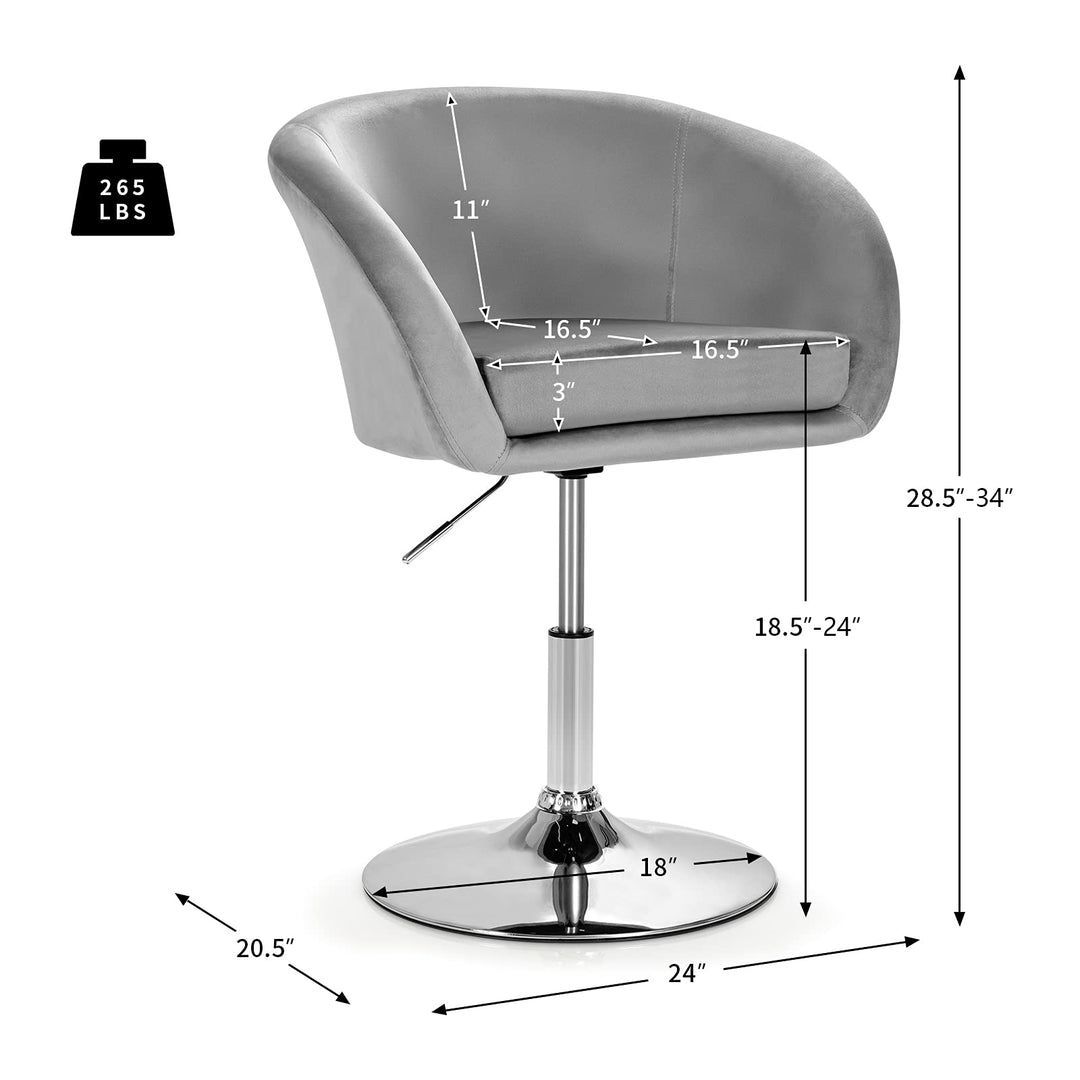 Height Adjustable Modern Velvet Makeup Chair with Chrome Frame