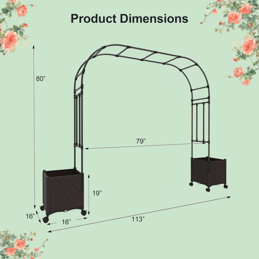 Giantex 6.6 FT Garden Arch with Trellis and 2 Planter Boxes
