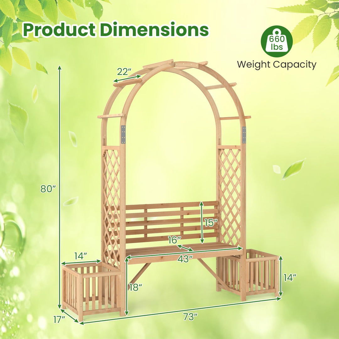 Giantex Outdoor Bench with Garden Arch & Planters