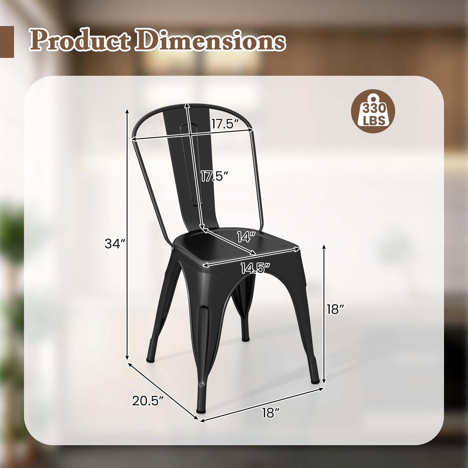 Giantex Metal Dining Chairs Set of 4, Farmhouse Kitchen Chairs with Removable Backrest