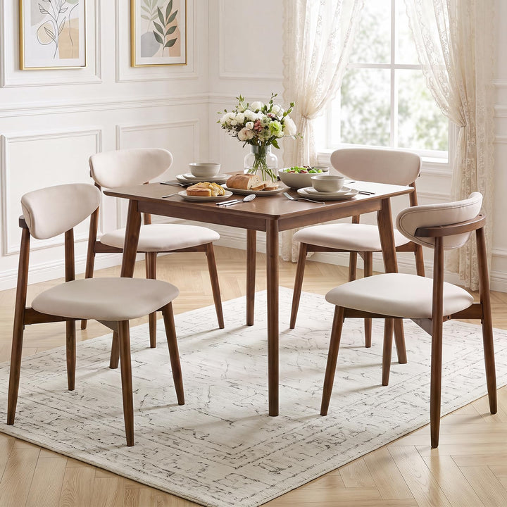 Giantex Modern Upholstered Wooden Dining Chairs with Fabric Padded Seat (2/4)