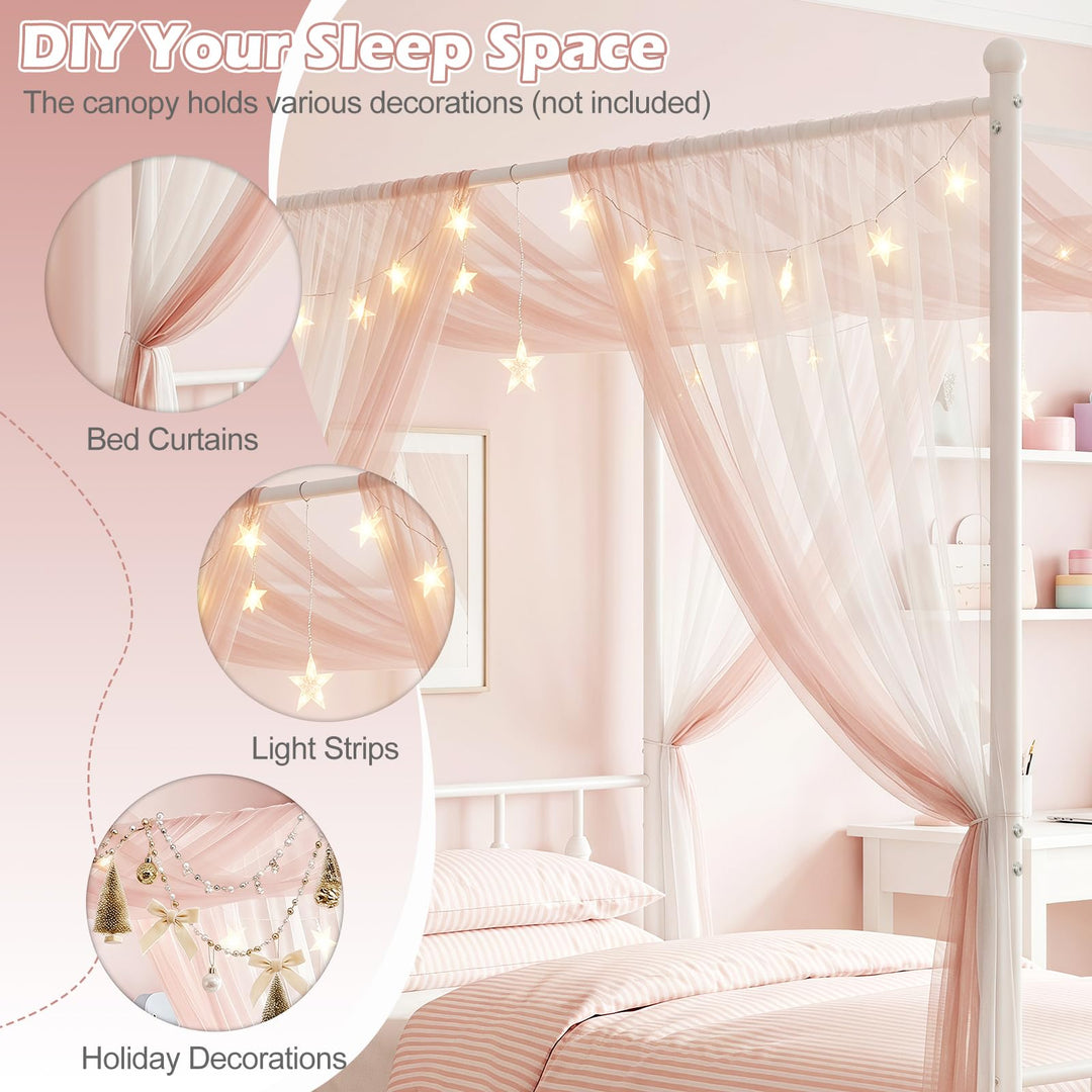 GIANTEX Metal Canopy Bed Frame Twin Size with Headboard and Footboard