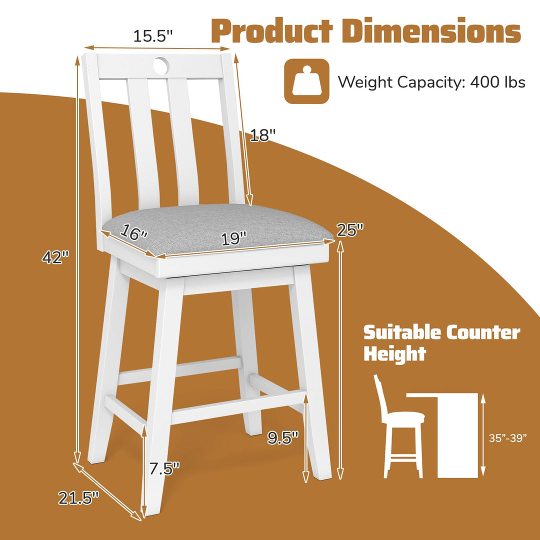 Giantex 25" Bar Stools Set of 2/4 Swivel Counter Height Bar Chairs
