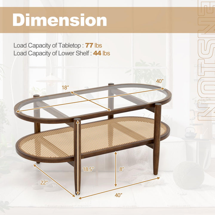 Boho Rattan Coffee Table - Giantex