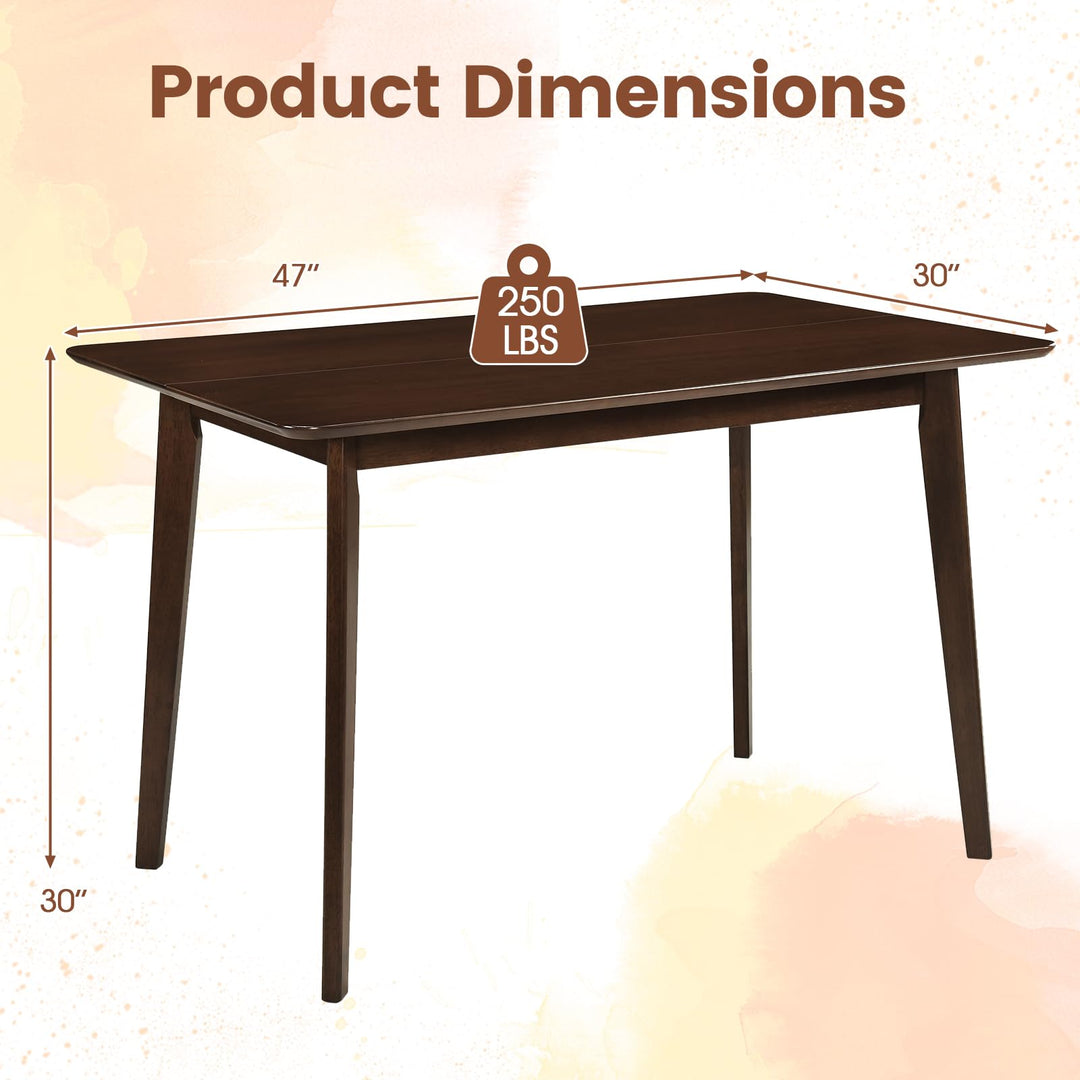 Giantex Dining Table for 4-6 People 47" Rectangular Wooden Kitchen Table