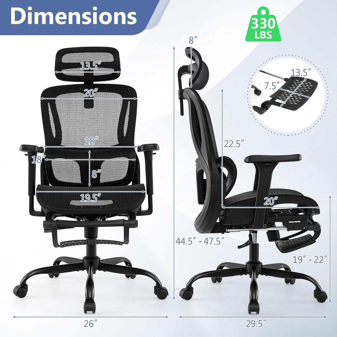 Giantex Mesh Office Chair, Ergonomic Desk Chair with Rotating Headrest