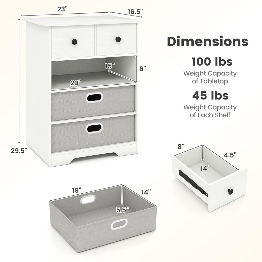 Giantex Nightstand with 4 Storage Drawers