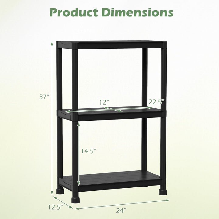 Giantex 3-Tier Heavy-Duty Plastic Storage Shelves (24" x 12.5" x 37")