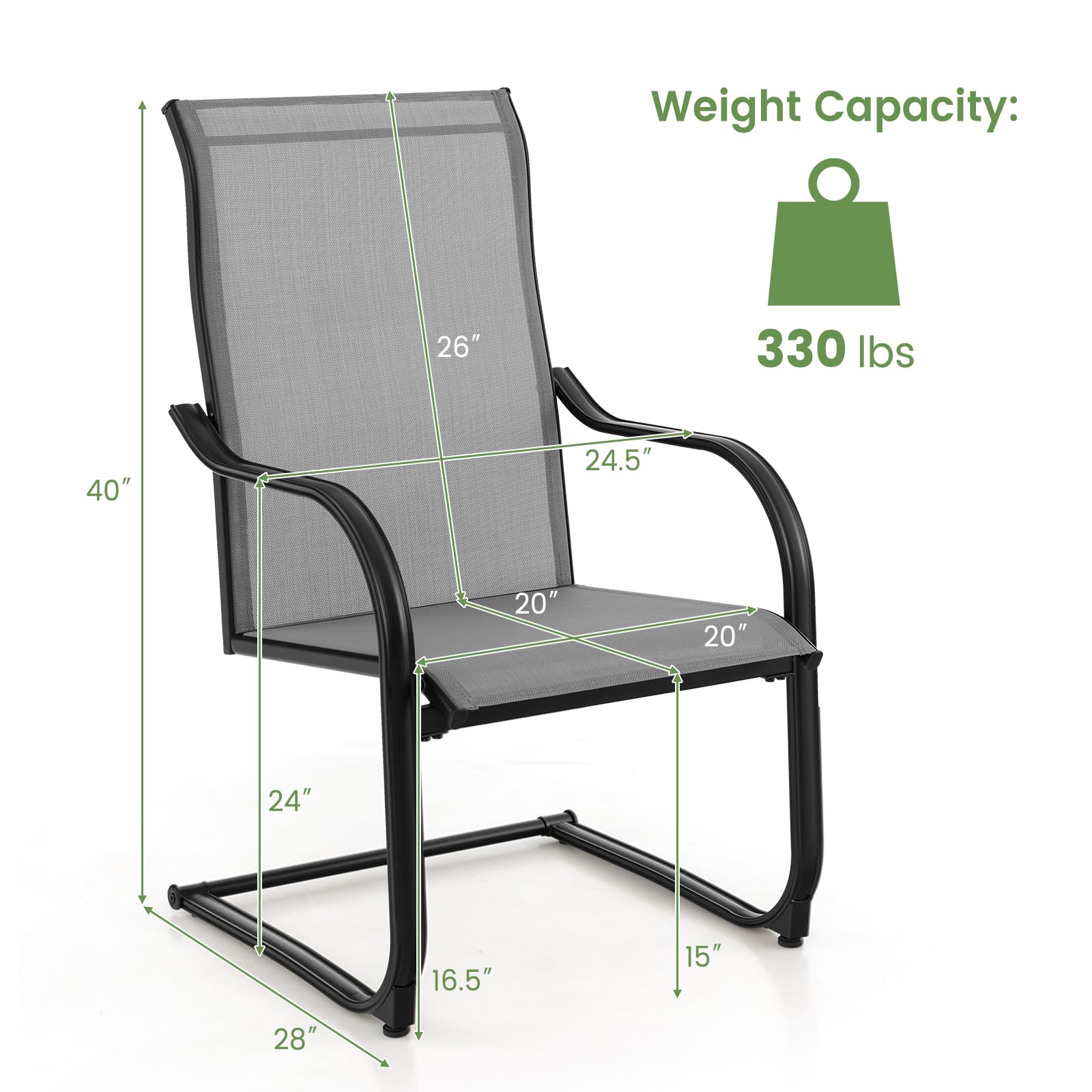 Giantex Patio Chairs, High Back Outdoor Chairs w/Sled Base, All Weather Fabric