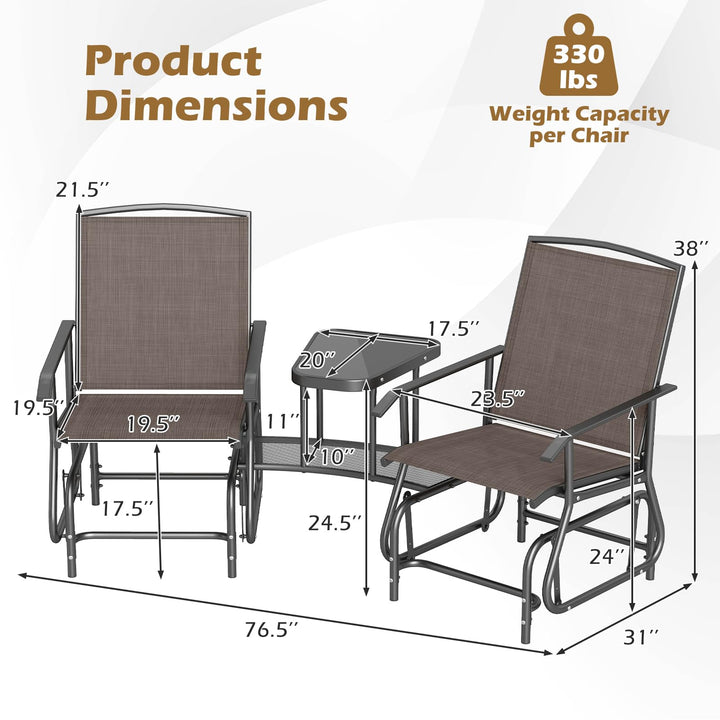 Giantex Outdoor Glider Chairs with Table &amp; Umbrella Hole