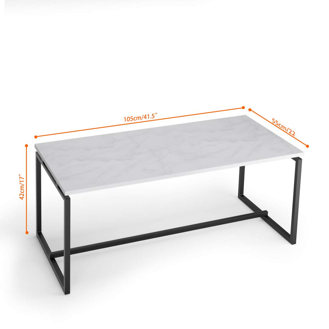 Giantex Coffee Accent Tea Table | Steel Metal Pine Frame Tables W/Faux Marble Top Cocktail Table