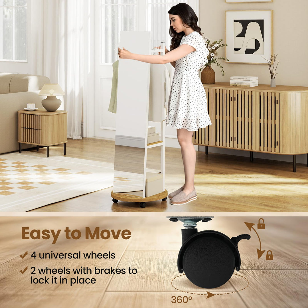 CHARMAID 55" Full Length Mirror with Coat Rack