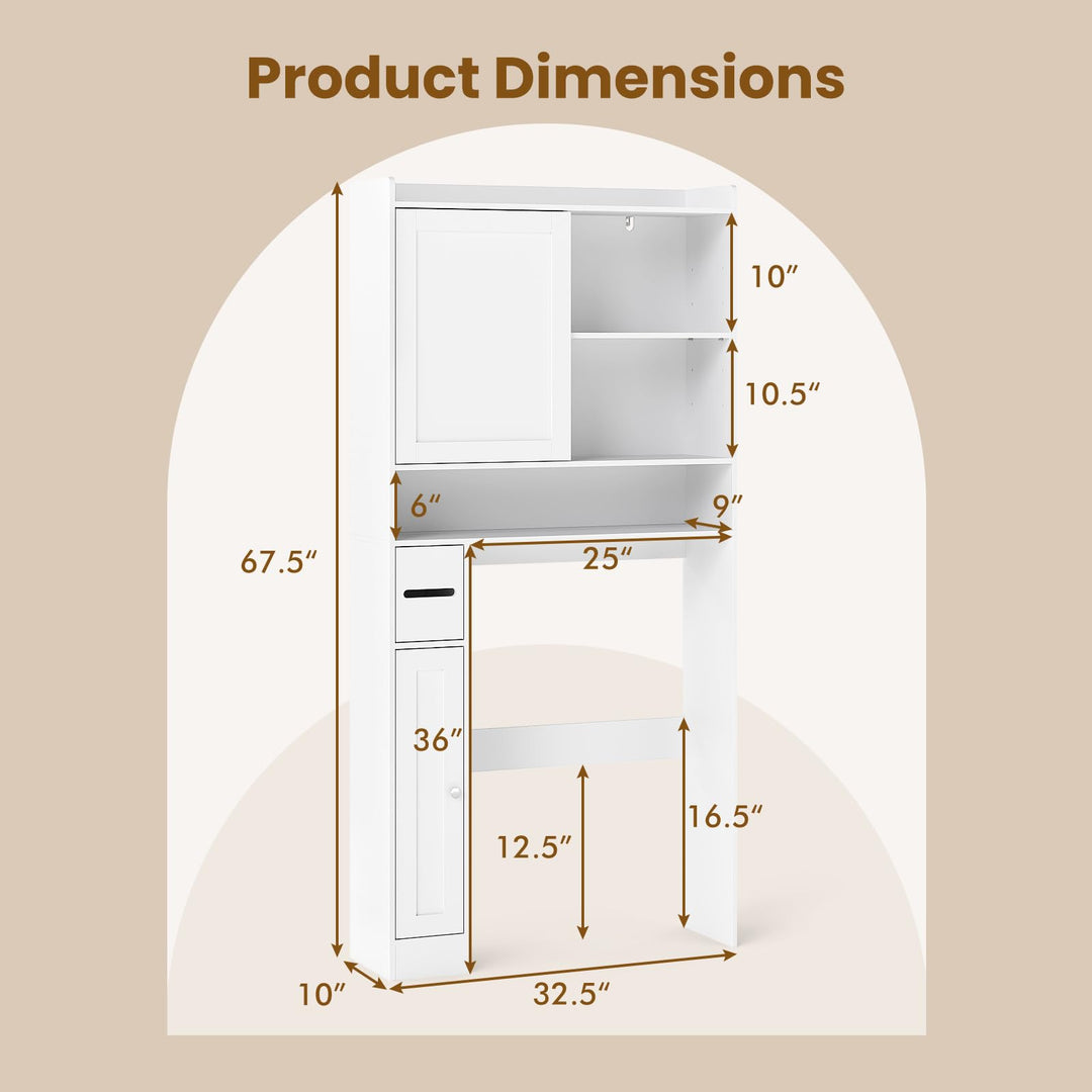 Giantex Over The Toilet Storage Cabinet Standing Toilet Rack with Sliding Door