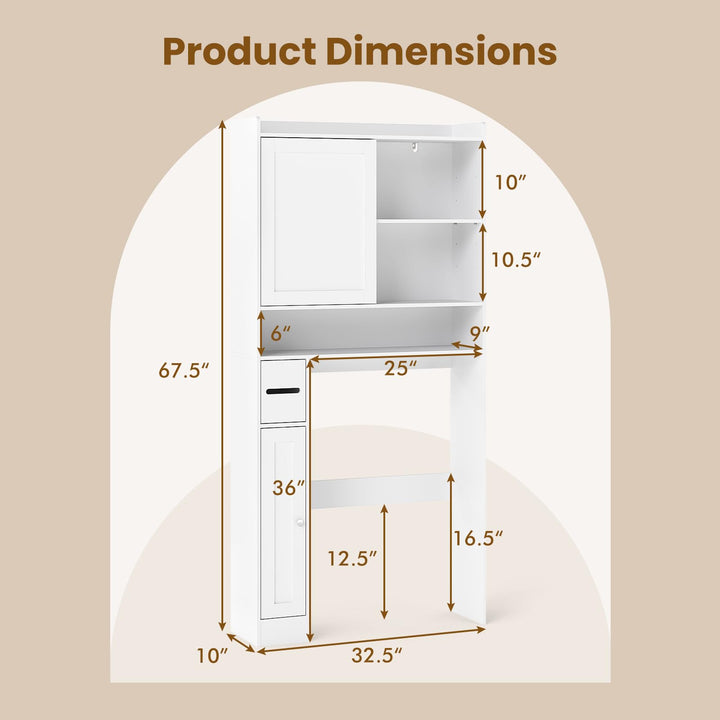 Giantex Over The Toilet Storage Cabinet Standing Toilet Rack with Sliding Door