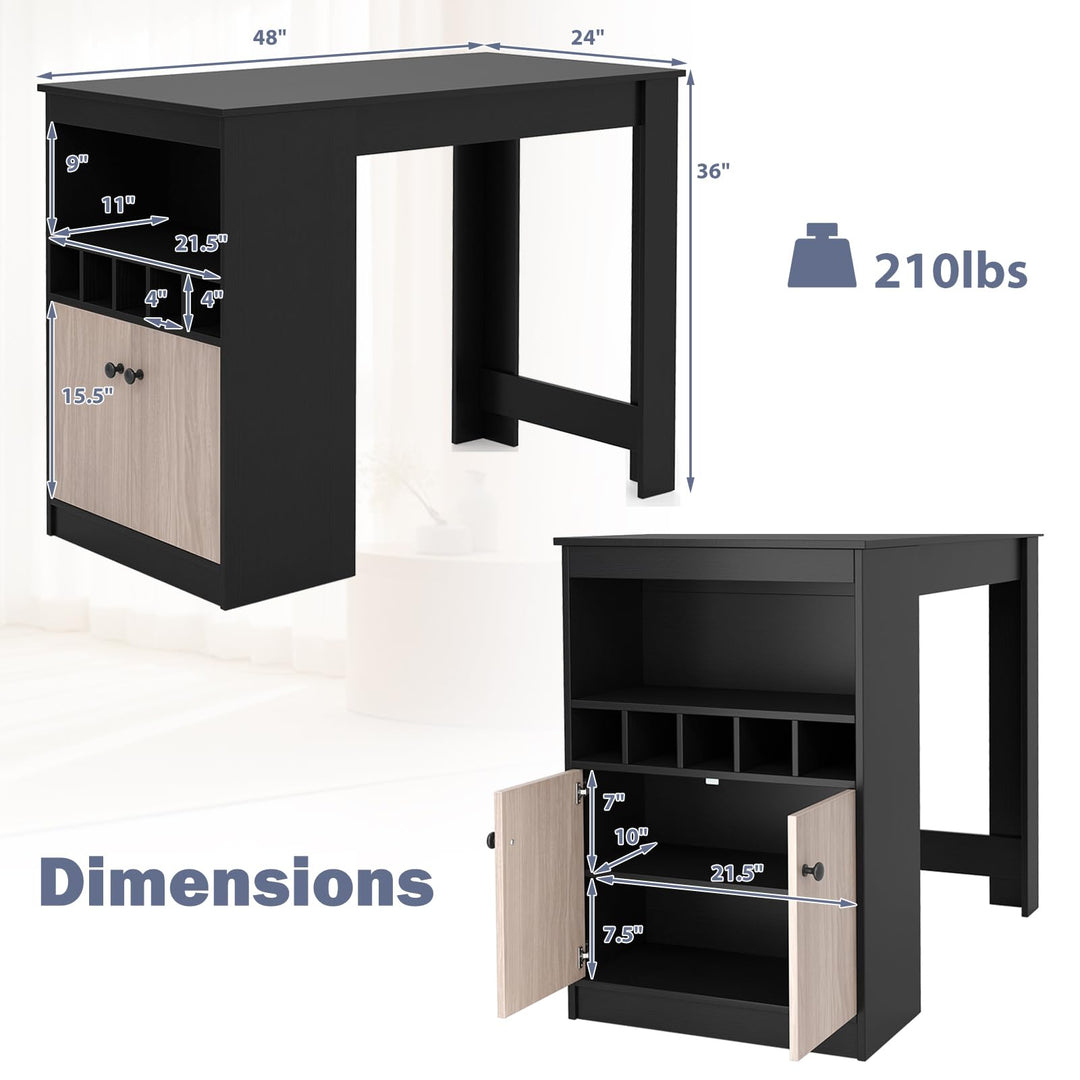 Giantex Counter Height Bar Table with Storage Cabinet