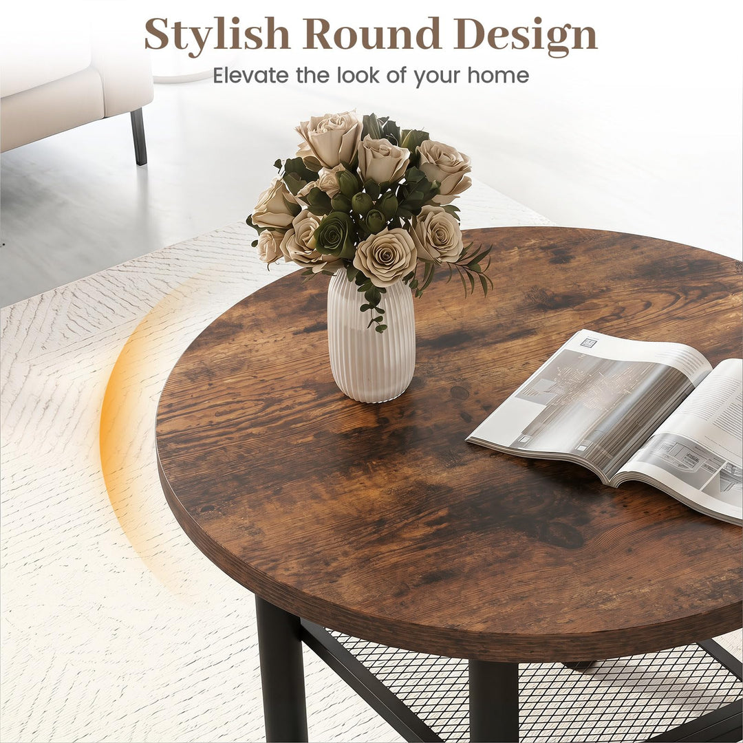 GIANTEX 24" Small Round Coffee Table with Storage