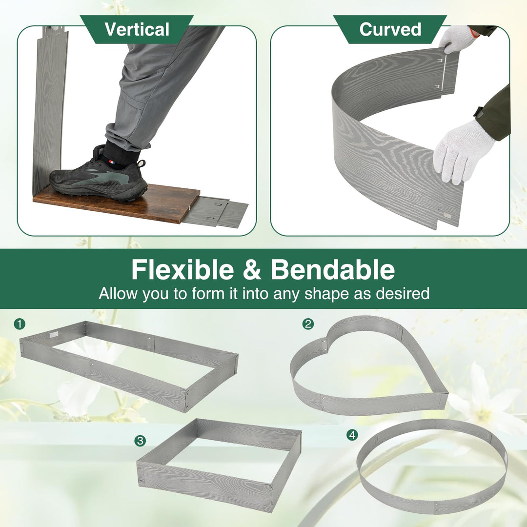 Giantex Galvanized Metal Landscape Edging 6 Packs 20FT Heavy-Duty Hammer-in Edging Border