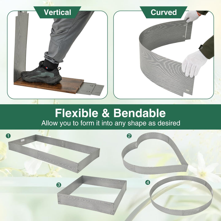 Giantex Galvanized Metal Landscape Edging 6 Packs 20FT Heavy-Duty Hammer-in Edging Border