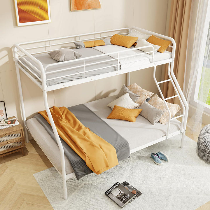 Giantex Metal Bunk Beds Twin Over Full Size, Heavy Duty Bunk Bed for Teens Adults with Ladder & Guardrails