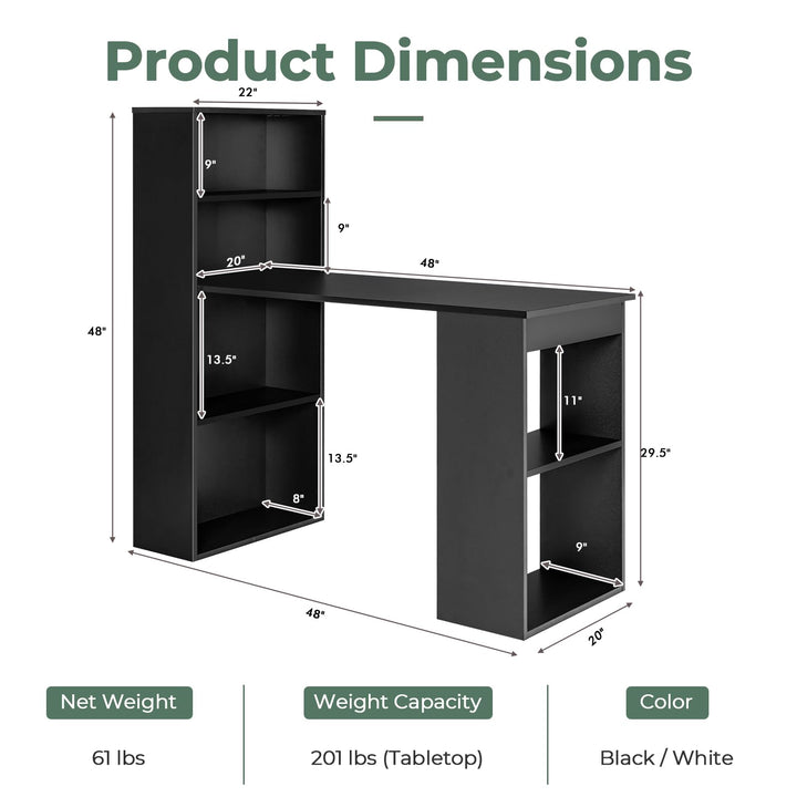 Giantex 48 Inch Computer Desk with Bookshelf, 3-in-1 Home Office Desk with 4-Tier Bookcase & CPU Stand