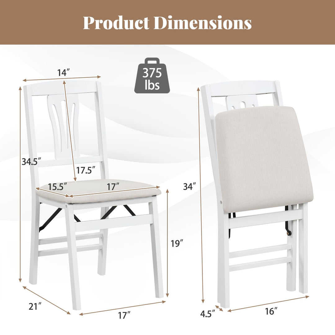 Folding Kitchen Chairs Set of 2/4 Upholstered Dining Chairs with Comfy Padded Seats