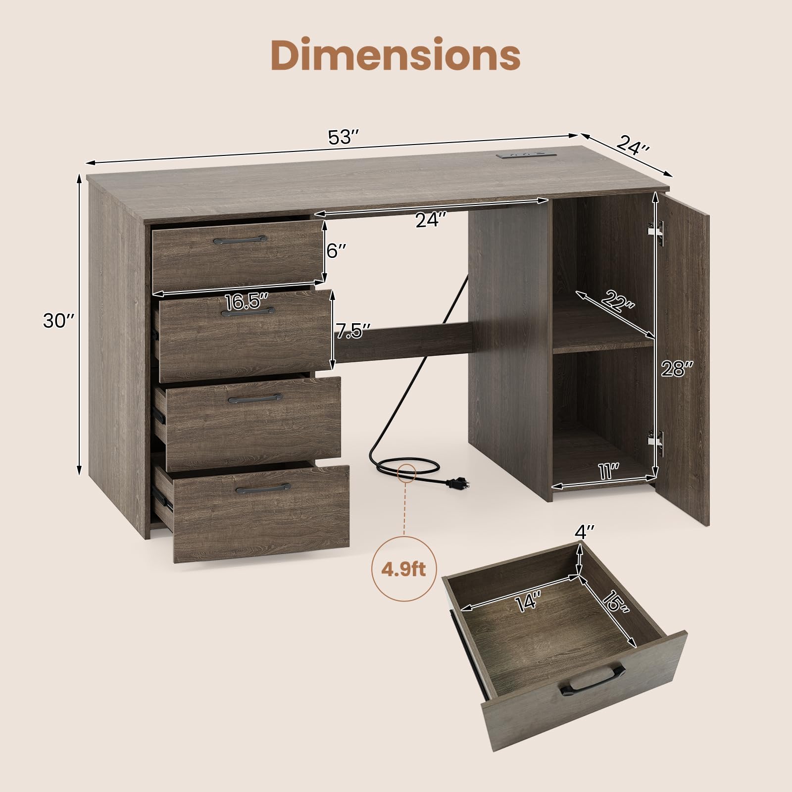 Giantex Computer Desk with Drawers 53 Inch