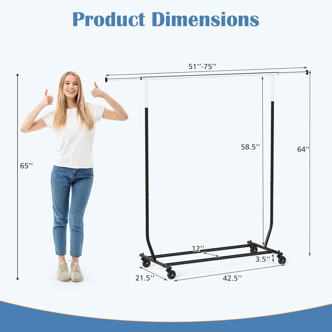 Giantex Extendable Heavy-Duty Rolling Clothing Rack for Hanging Clothes