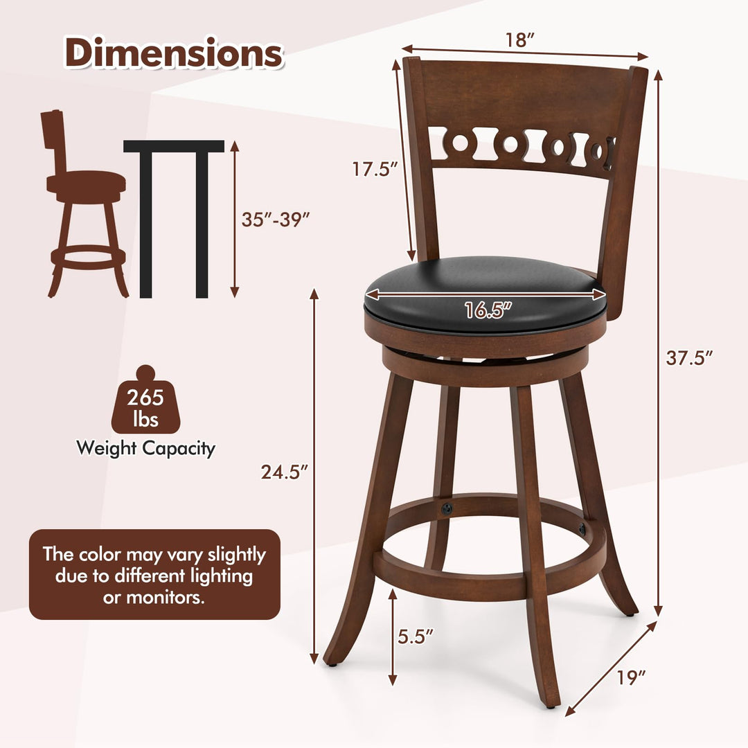 Giantex Swivel Bar Stools, Counter Height Bar Chairs with Back