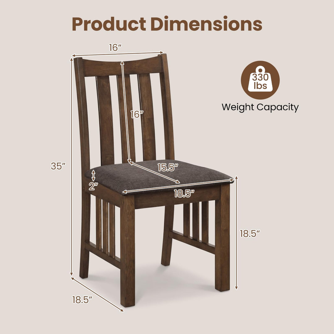 Giantex Rubber Wood Dining Chairs with Upholstered Cushioned Seat (2/4)