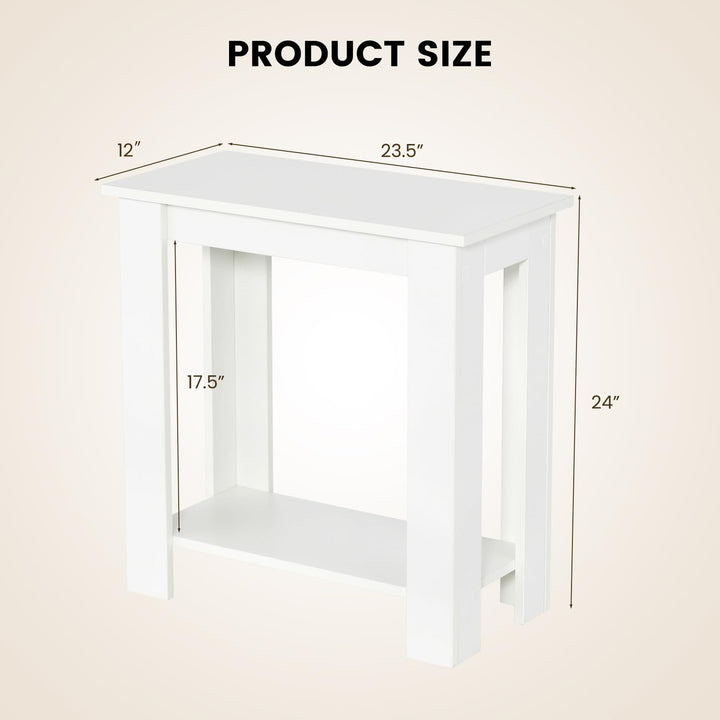 Giantex 2-Tier End Table White, Modern Side Table with Storage Shelf