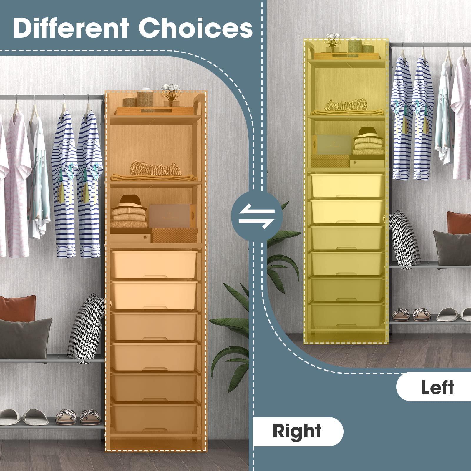 Giantex Free Standing Closet Organizer, Heavy Duty Garment Rack with 6 Removable Drawers (Grey)