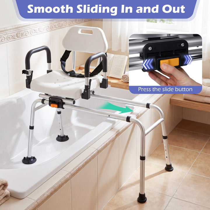 Giantex Sliding Shower Chair with Swivel Seat