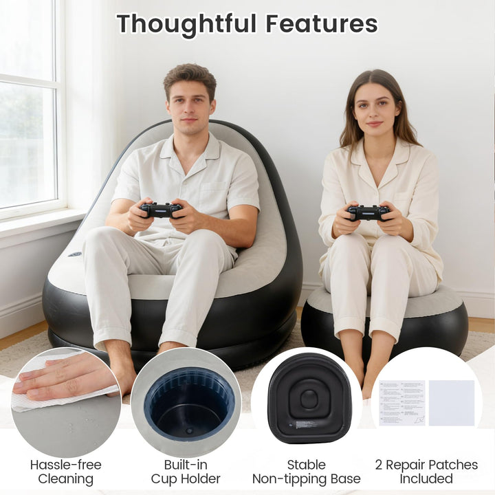 Giantex Inflatable Chair with Ottoman for Adults
