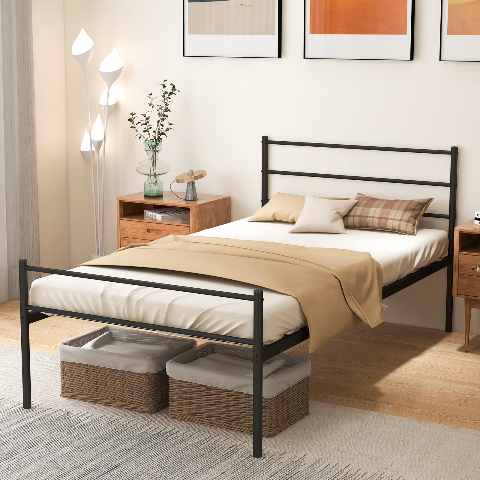 Giantex Twin Size Metal Bed Frame with Headboard & Footboard, 13.5 Inch Platform Bed Frame