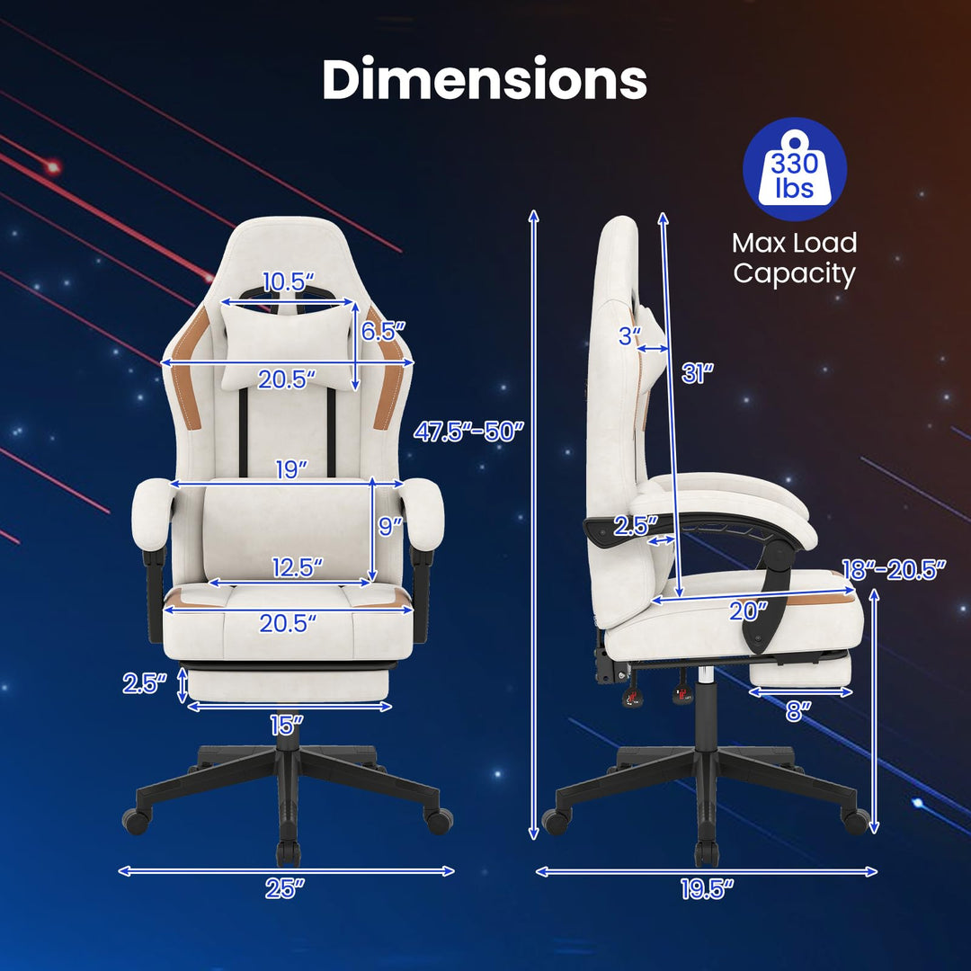 Giantex Gaming Chair | Ergonomic Video Game Chair w/Footrest, Lumbar Support