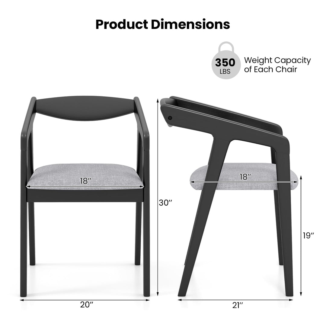 Giantex Wooden Dining Chairs Set, Linen Fabric Upholstered Kitchen Chairs w/Armrests & Padded Cushion