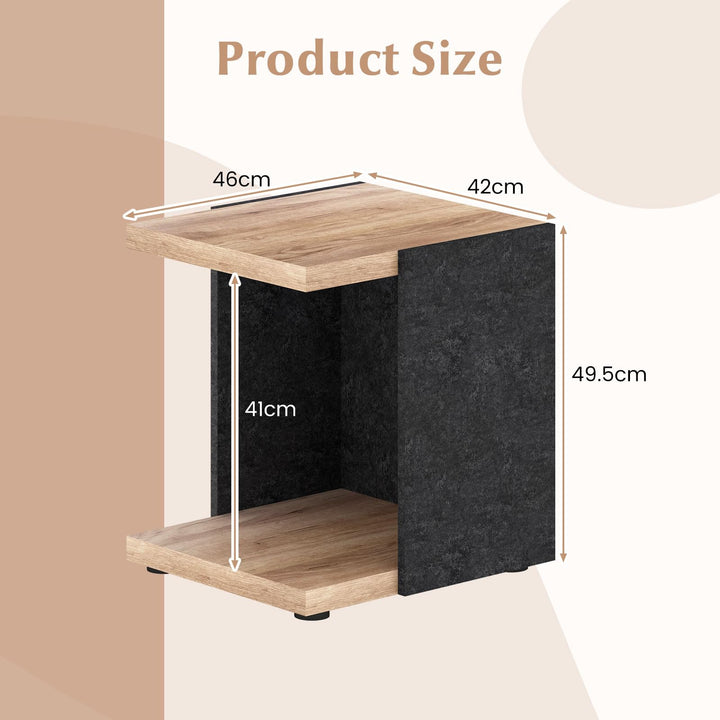 Giantex 2-Tier Sofa Side Table with Open Storage Shelf