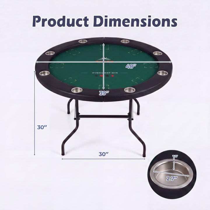 Giantex 8 Player 48" Round Texas Holdem Poker Table Foldable