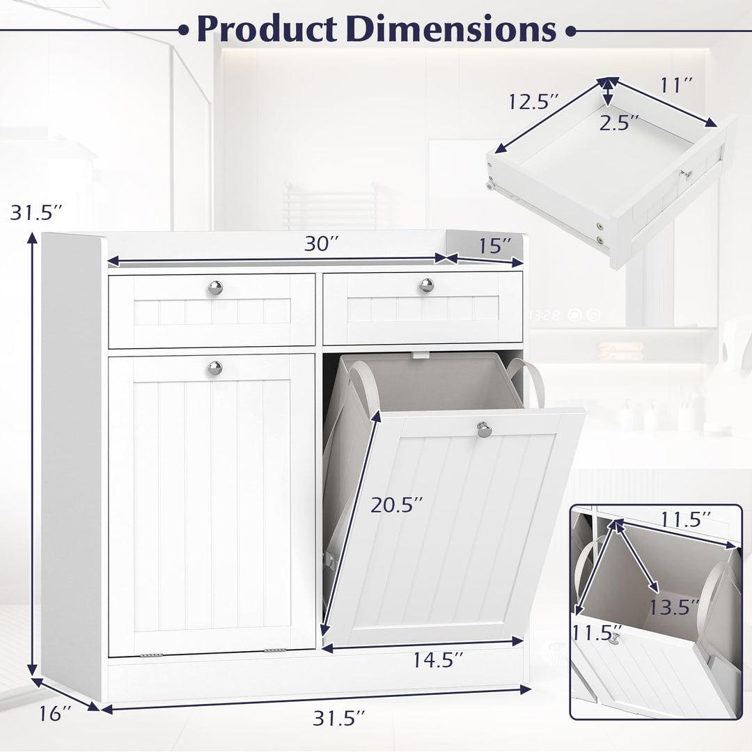 Giantex Double Tilt-Out Laundry Hamper Cabinet (31.5"x 16"x 31.5")