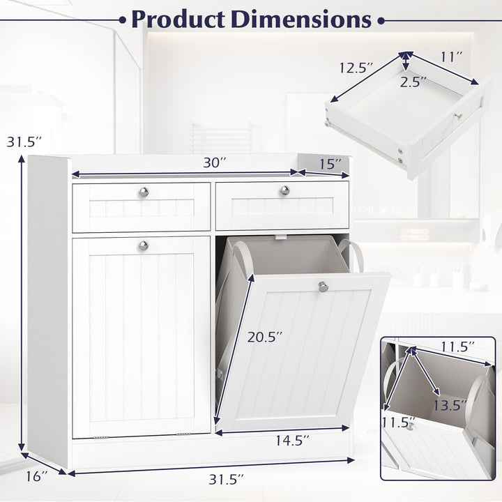 Giantex Double Tilt-Out Laundry Hamper Cabinet (31.5"x 16"x 31.5")
