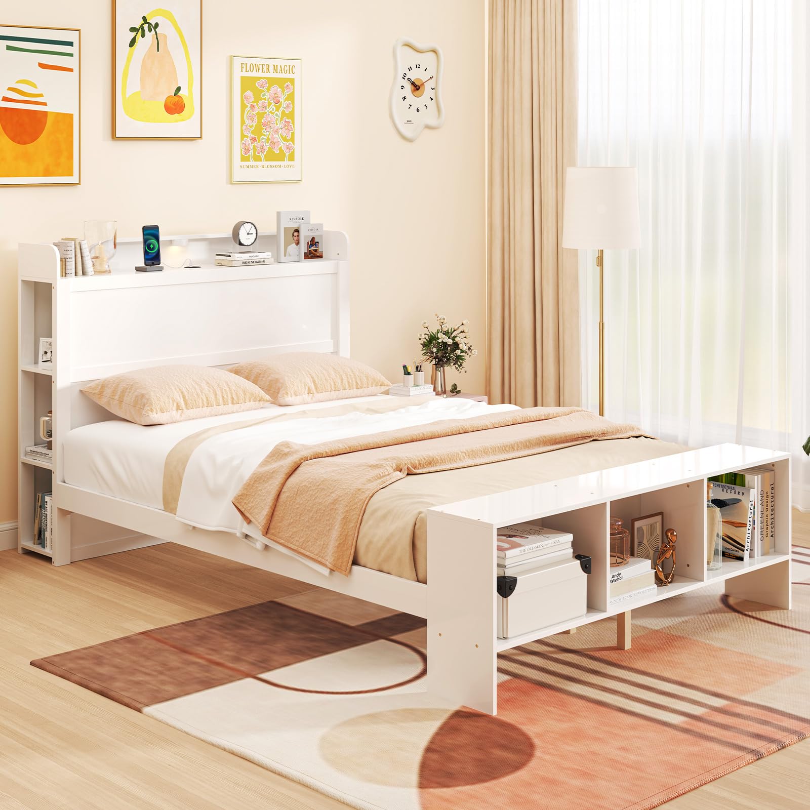 Giantex Bed Frame with Storage Headboard & Footboard