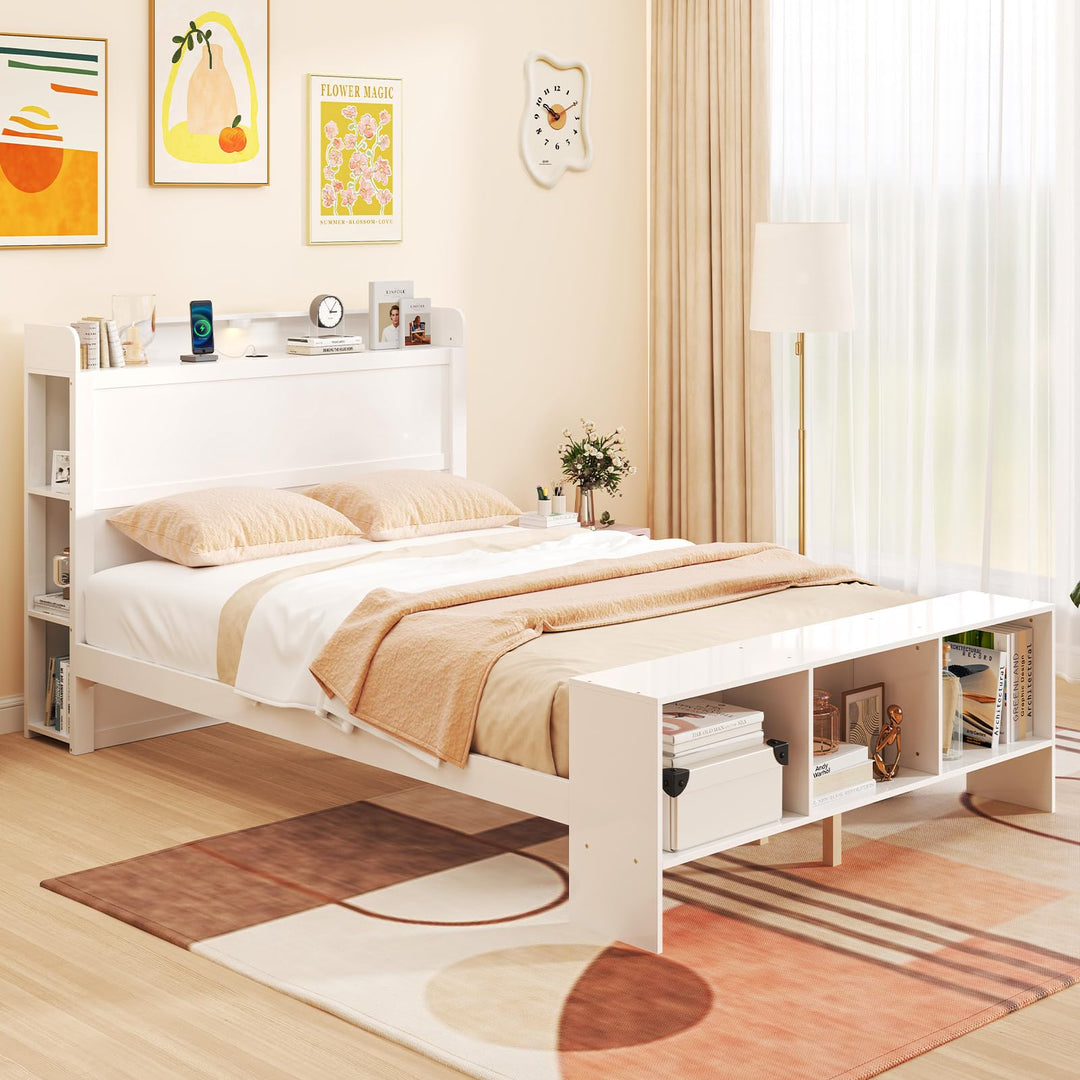 Giantex Bed Frame with Storage Headboard & Footboard