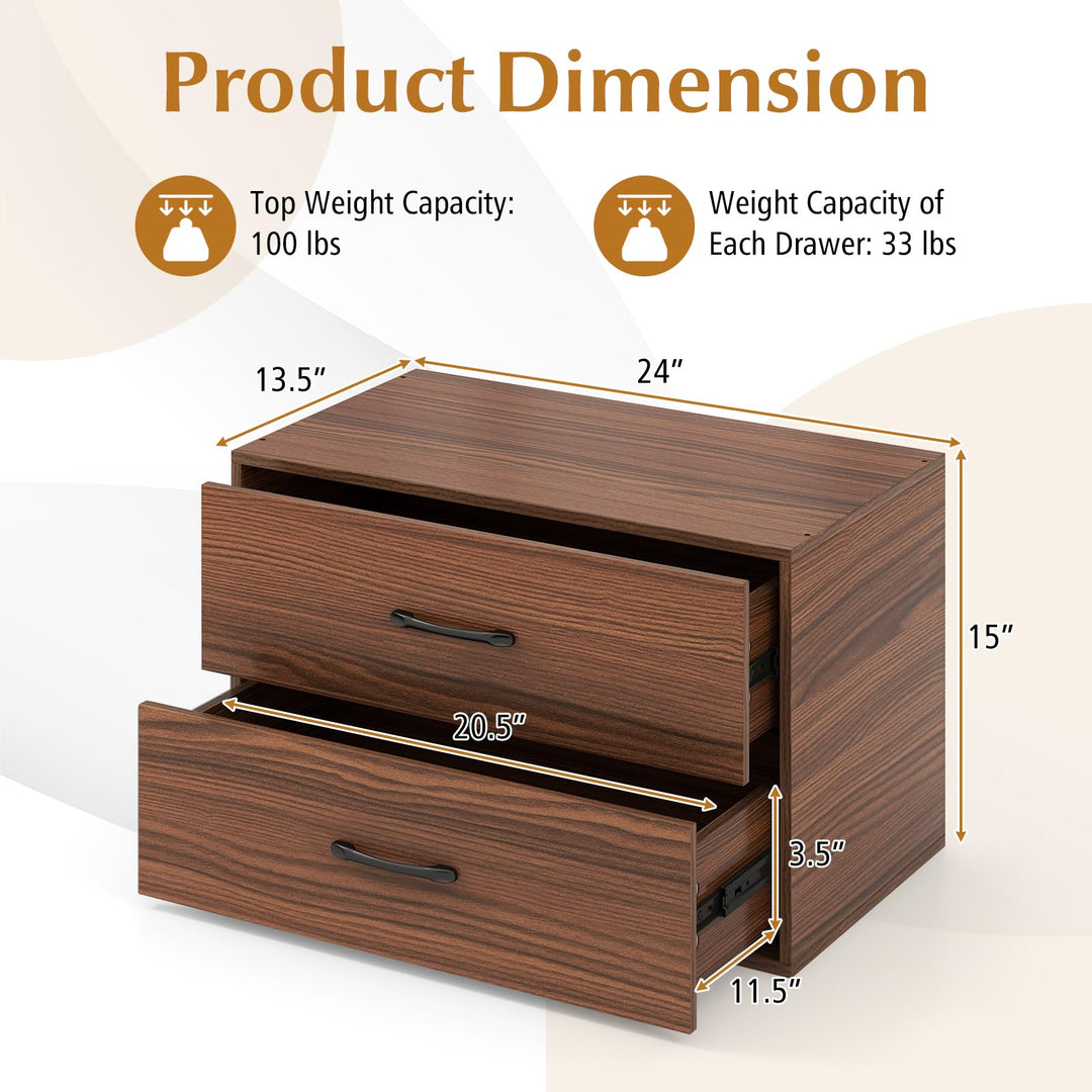 Giantex Dressers Stackable 2 Drawer Horizontal Organizer W/Handles Dresser Tower