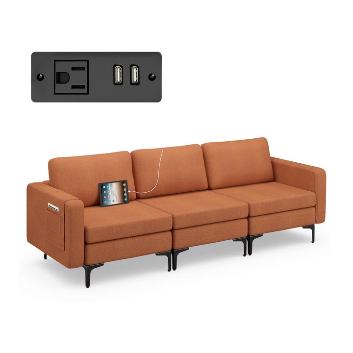 Giantex 3 Seat Sectional Sofa Couch, 94.5" L Modular Sleeper