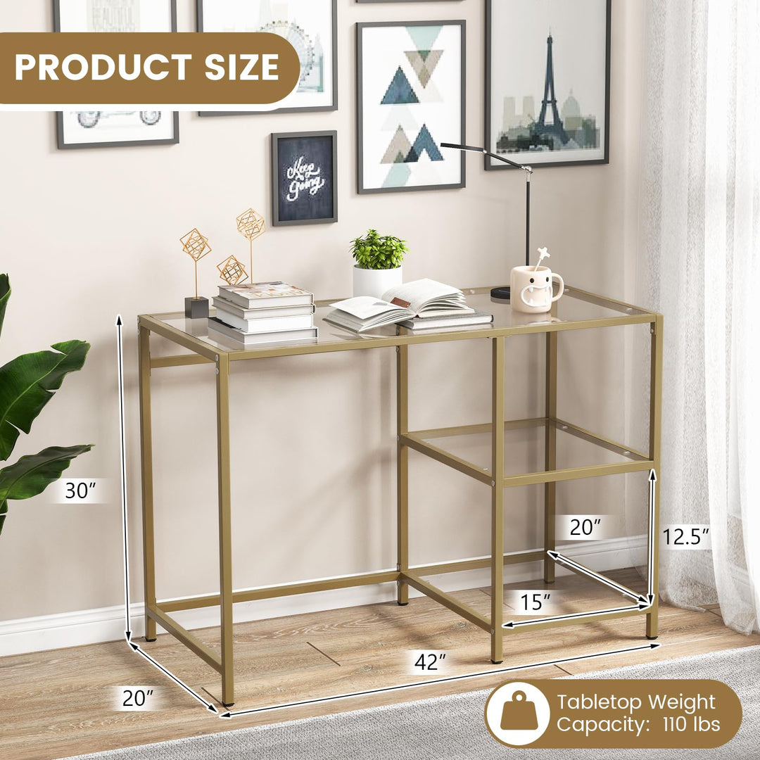 Giantex 42 Inch Home Office Desk with Tempered Glass