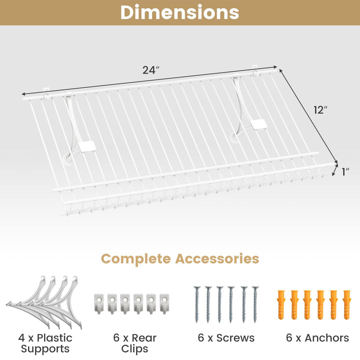 Giantex Wall Mounted 24" Shoe Rack Set of 2 Metal Wire Storage Shelf