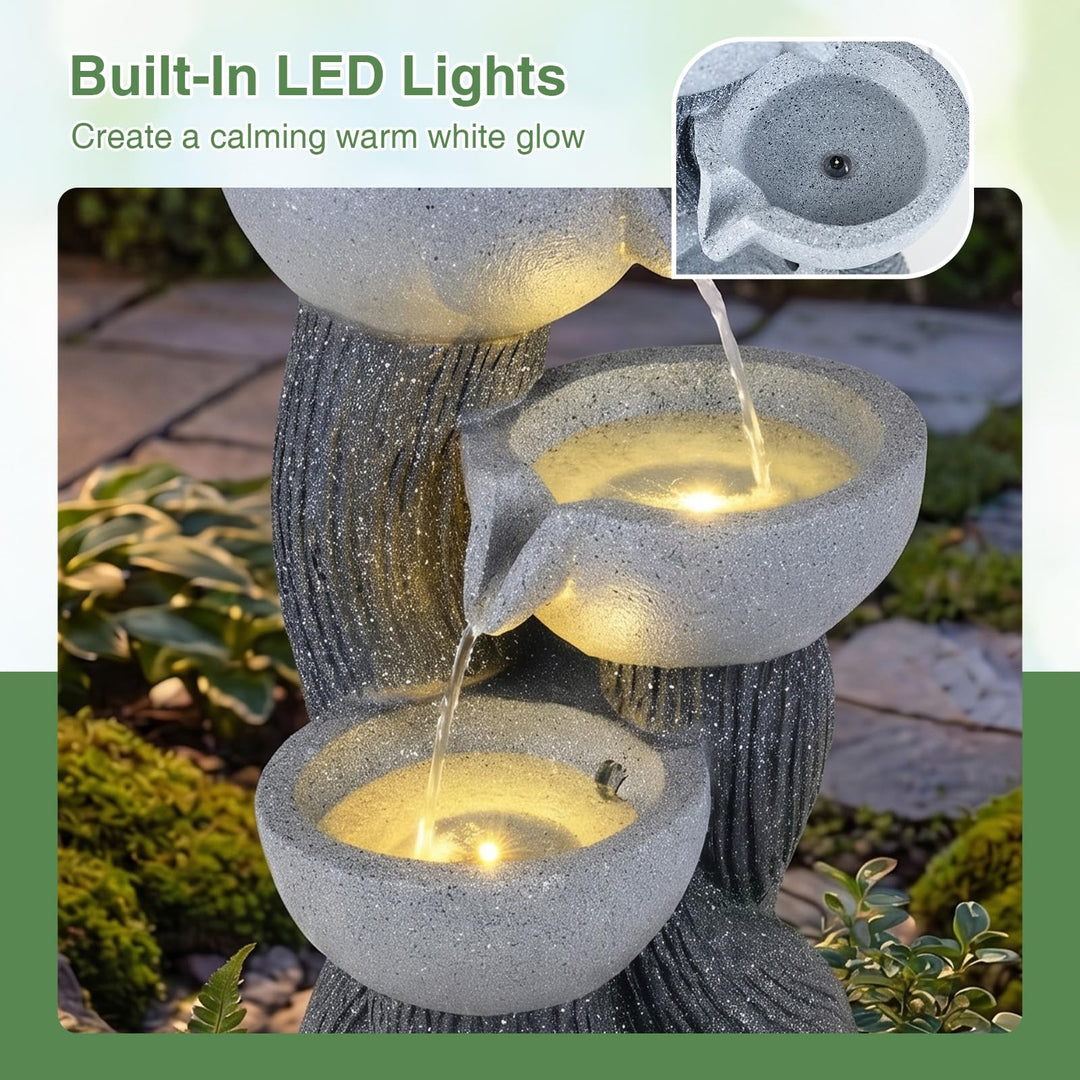 Giantex 3-Tier Outdoor Water Fountain with Lights
