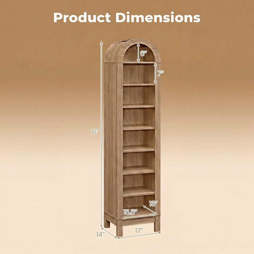 Giantex 71" Tall 8-Tier Arched Modern Bookshelf with 3 Adjustable Shelves (1/2)
