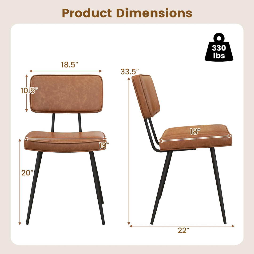 Giantex PU Leather Dining Chairs Set of 2/4, Upholstered Kitchen Chairs w/Padded Backrest & Seat, Metal Legs