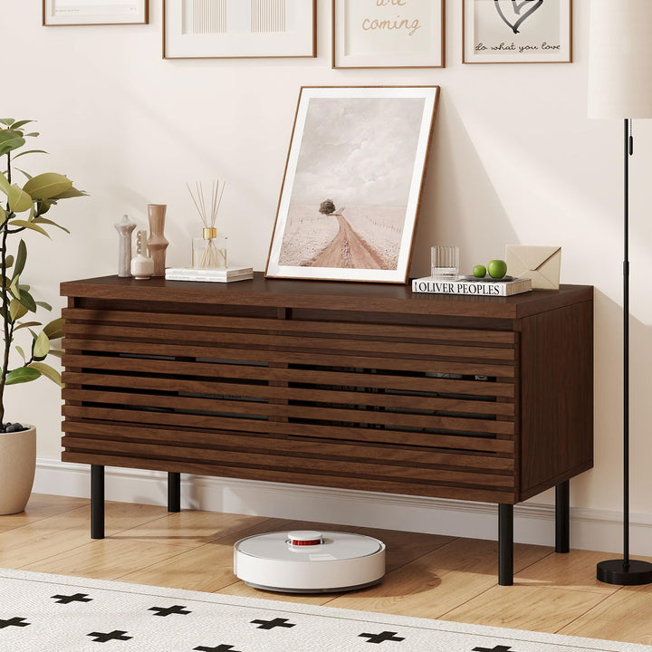 Giantex Mid Century Modern TV Stand for 40 Inch TV with 2 Hidden Compartments